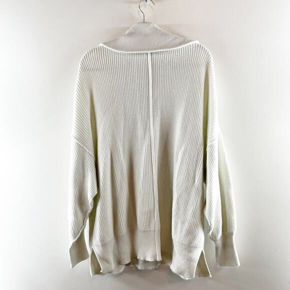 Aerie Beyond Down To Earth Quarter Zip Oversized Ribbed Sweater White Large - Picture 4 of 4
